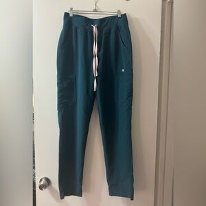 Figs Yola High Waisted Tall Skinny Scrub pants Caribbean Blue